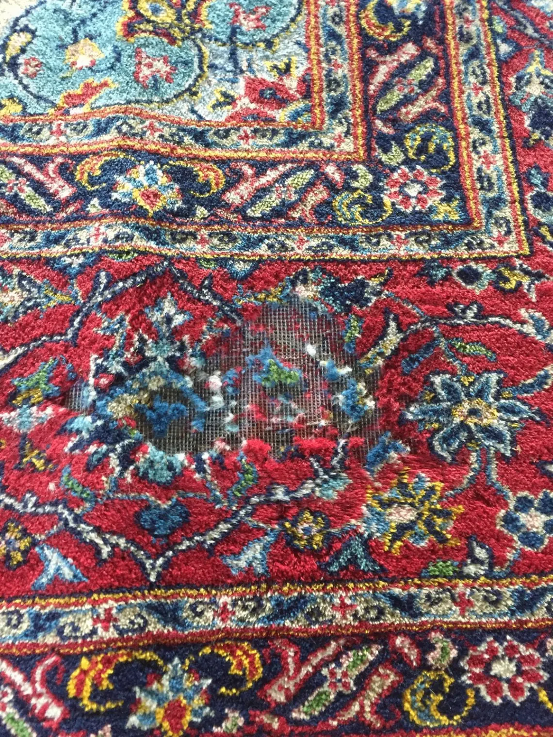 Handgeknüpfter Kaschan-Teppich – vorher