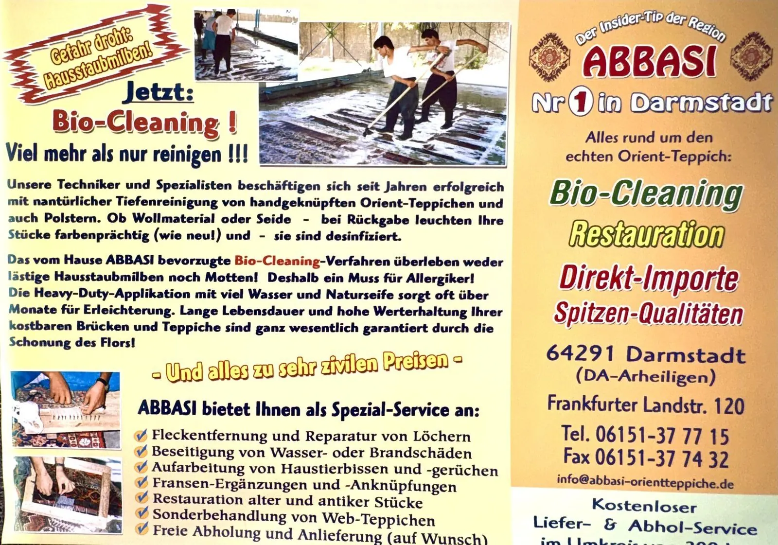 Werbeflyer Bio-Cleaning von Abbasi